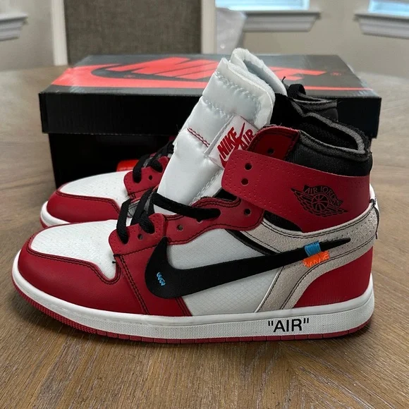 Jordan retro 1 high x Off-white red white black men’s Sz 8.5 - Picture 4 of 5